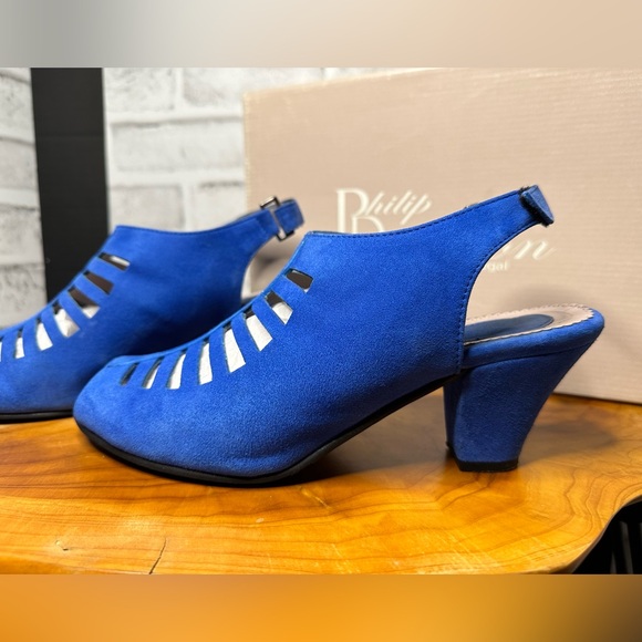 Philip Davidson ‘Paris’ Blue Suede Sandals Women’s Size EU 39/US 8-8.5 - Picture 2 of 8